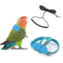 (L, Blue) Adjustable Bird Harness With 80 Inch Leash, Outdoor Flying Kit Training Rope For Birds Parrots Cockatiel
