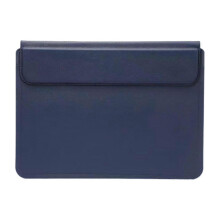 (Dark Blue) Laptop Sleeve Case PU Leather Bag Adjustable Stand Lightweight Storage Matebooks