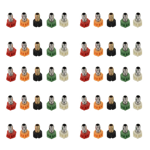 50Pcs Pressure Washer Spray Nozzles 1/4 Quick Connection Spray Tip Set (4.0 Gpm) Multiple Degrees