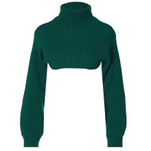Women's Loose Knitted Vintage Fashion Pullover Tops Long Sleeve Turtleneck Fall Sweater Casual Slouchy Blouse Crop Tops Green M
