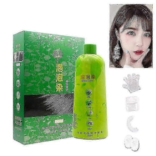 (Brown.Black) 500ml Brimless Shampoo, Herbal Bubble Gray Hair Dye Shampoo