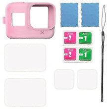 (Pink) For Silicone Full Cover Action Camera Protective Case Kit For Gopro Hero 8 Jikaix Black