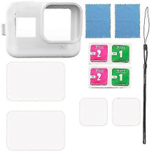 (White) For Silicone Full Cover Action Camera Protective Case Kit For Gopro Hero 8 Jikaix Black