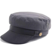 (Grey) Unisex Baker Boy Peaked Cap With Brim Newsboy Beret Hat Cadet Military Hat