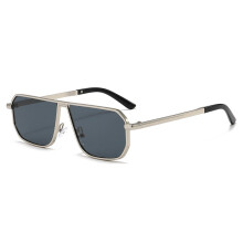 (SilverFrameGray)Gafas de sol cuadradas de metal de moda con Uv400 para hombre para deportes al aire libre y eventos sociales