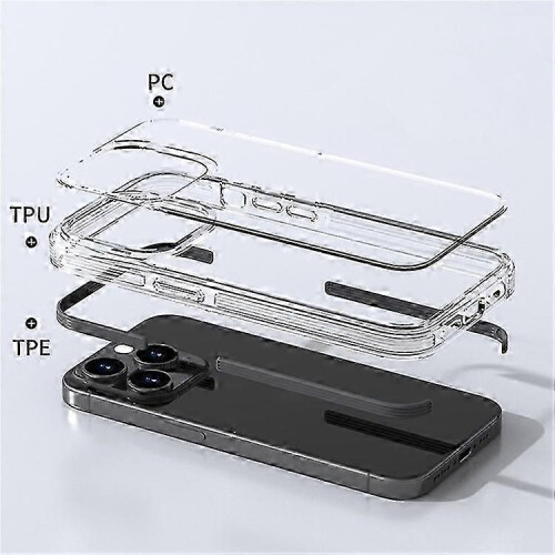 (Grey) Compatible For iPhone 16 Pro Case TPU+PC+TPE Anti-Scratch Clear Phone Cover 2