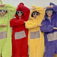 (S, purple) Home 4 Colors Teletubbies Cosplay For Adult Funny