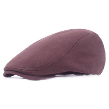 (one size, Coffee) Cotton beret, 1 piece, soft, casual, solid color, vintage, adjustable
