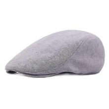 (one size, Light gray) Cotton beret, 1 piece, soft, casual, solid color, vintage, adjustable