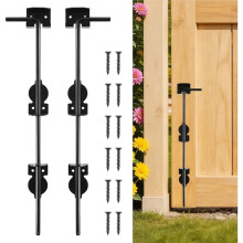 24" Cane Bolt Heavy Duty Drop Rod Gate Stopper Hardware, Gate Ground Latchs for Wooden Fences Metal Gates Doors(2 Pack)
