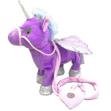 (Purple) Electric unicorn plush toy, 353010cm, multiple colors available, can walk, sing, twist and make sounds