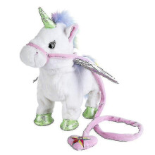 (White) Electric unicorn plush toy, 353010cm, multiple colors available, can walk, sing, twist and make sounds