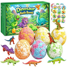 12pcs Bath Bombs Skin Friendly Bathing Kit Kids Bath Bombs Natural Mega Bubbles Dinosaur Toys Gift Set for Kids
