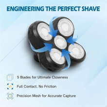 5-Pack Vervangbladen voor Freebird Hoofdscheerapparaat 5-Blad Elektrisch Scheerapparaat Navullingen voor Kale Mannen Freedom Grooming