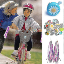 (Brown) Children's Bicycle Front Basket Plastic Woven with Ribbons