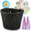 (Black) Children's Bicycle Front Basket Plastic Woven with Ribbons 1