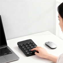 Numeric Keypad Round Keycaps with Battery 2.4G Wireless & BT Portable Financial Accounting Numpad Number Keyboard