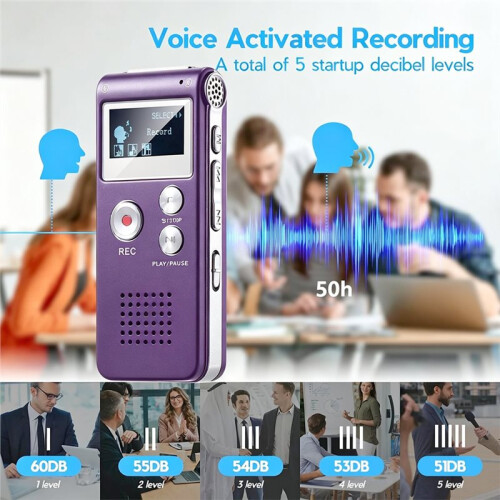 8G Digital Voice Recorder  Recording MP3 Player External Speaker  Audio Recorder for Lectures 2