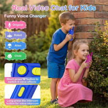 2Pack Video Walkie Talkies for Kids,Rechargeable Walkie Talkies with 180Rotating Cam 4 Voice Changer,600FT Kids Gift