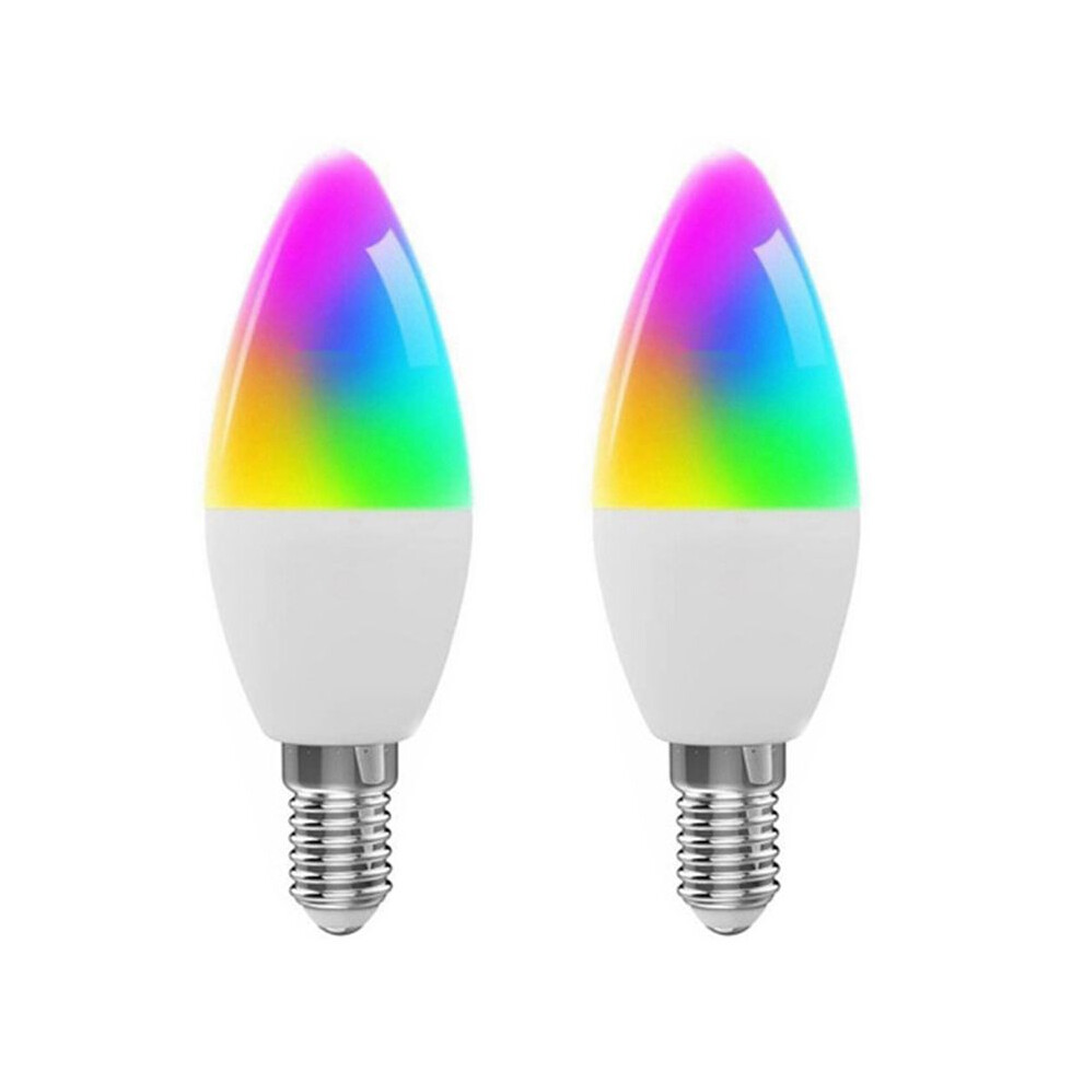 2X Tuya E14 Bulb Dimmable Five-Way Spiral Candle Bulb Wifi Rgb Bulb Remote Control And Voice Control 9W 6031917181050