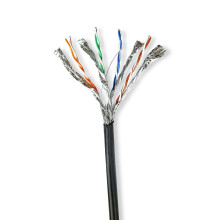 Bobina de Cable | CAT7 | Sólido | S/FTP | Cobre | 100.0 m | Outdoor | Redondo | PE | Negro | Caja cartón