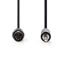 Câble audio DIN | DIN 5-Pin Mâle | 3.5 mm Mâle | Plaqué nickel | 2.00 m | Rond | PVC | Noir | Label