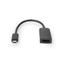 Adaptador USB-C | USB 3.2 Gen 1 | USB-C Macho | HDMI hembra | 4K@60Hz | 0.20 m | Redondo | Niquelado | PVC | Negro | Caja