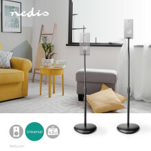 Soporte para altavoz | Compatible con: Universal | Piso | 4,5 kilos | Altura ajustable | ABS / Acero | Negro