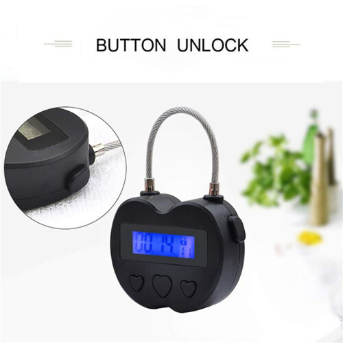 3X   Lock LCD Display  Lock USB Rechargeable Temporary Timer Padlock Travel Electronic Timer Black 2