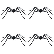 4X Ragno Nero da 50 cm, Decorazione di Halloween, Casa Stregata, Decorazione Gigante per Interni Ed Esterni.