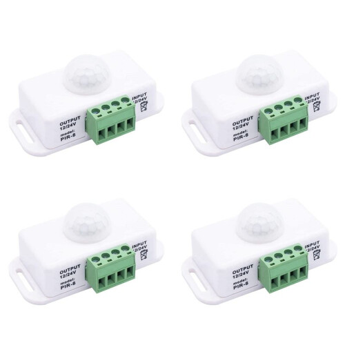 4X  12V 24V PIR Motion Sensor Function Controller LED  Body Infrared  Motion Timer White for LED Strips