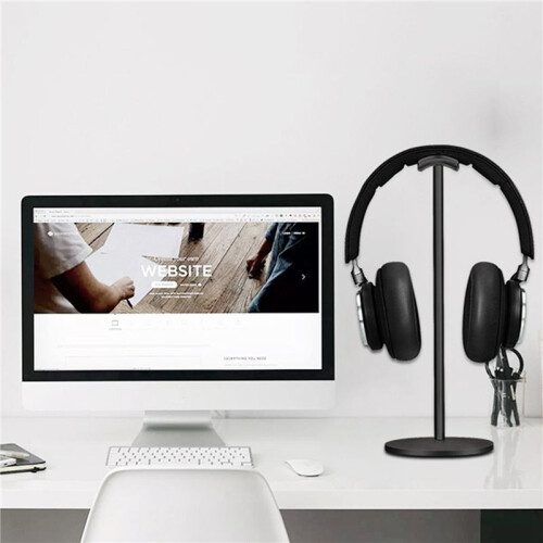 2X Curved Headphone Stand Rack Sturdy Metal Gaming Headset Earphone Holder Hanger with Solid Base,A 2