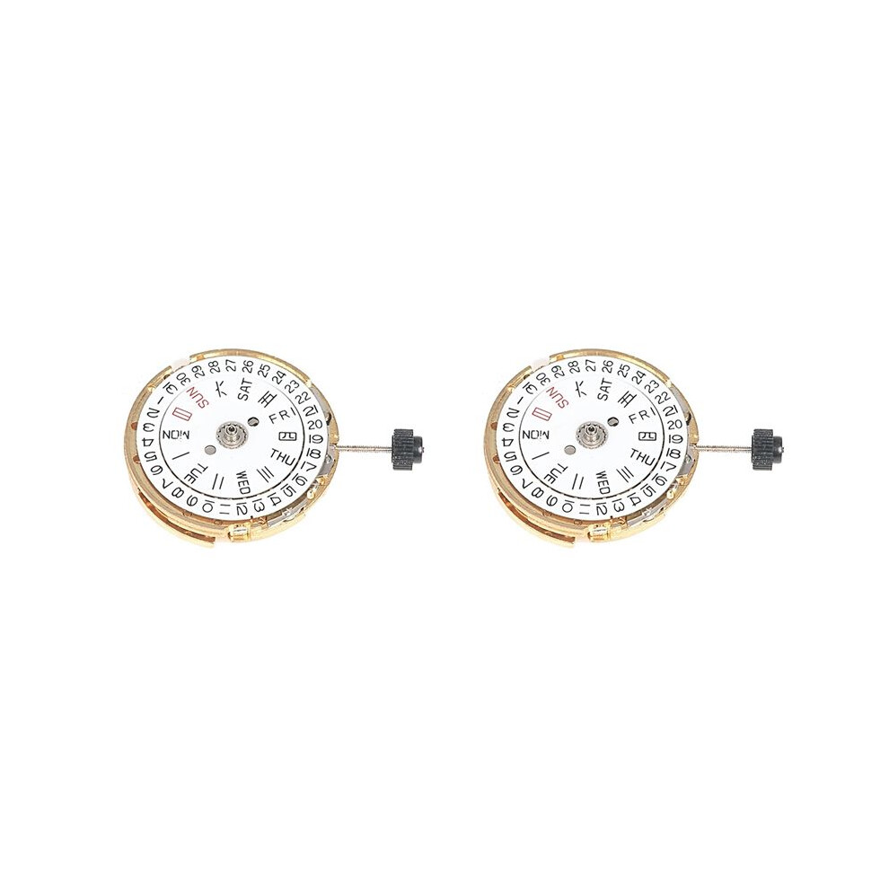 2X Watch Movement Double Calendar Crown At 3 Mechanical Movement For Miyota 8205 Watch Movement Repair Parts(Gold) Gold 6032465889634