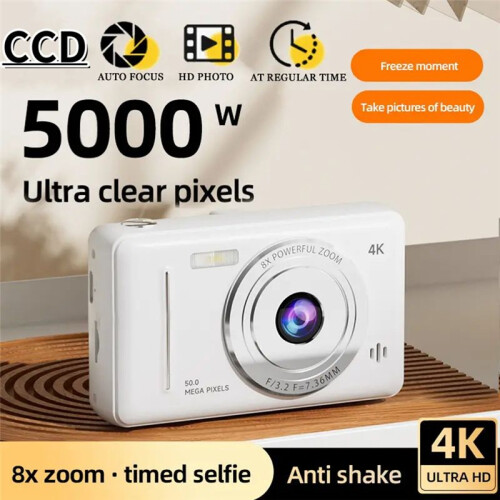 4K Digital Camera Portable Retro CCD Camera Entry-Level Camera Dual Camera Flash 50 Million Pixels Auto Focus Camera,A 1