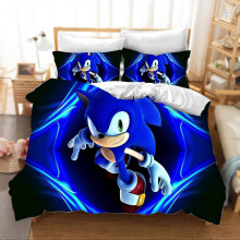 (200x200cm 78x78in) g56 Sonic Bed Linen 135 x 200 cm Anime Duvet Cover Set Children's Microfibre Bed Linen with Zip and Pillowcase f56
