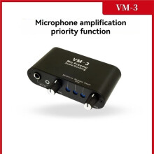 VM-3 Mic Preamp Audio Ducking Microphone Audio Ducking Automatic Mute Notification Audio Signal Mixer for Broadcast