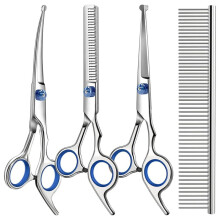 4 in 1 Dog Grooming Scissors Kit with Safety Round Tips, Durable,Dog Shears for Grooming