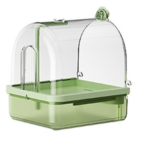 Clear Hanging Bird Bath,Automatic Water Circulation Bath Shower for Bird Clean Space Saving Design Bird Cage Accessory A