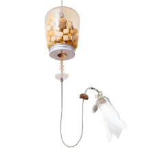 Cat Toy Interactive Cats Leak Food Feather Toy with Bell Hanging Door Scratch Rope Pets Food Feeder Dispenser Catnip Toy