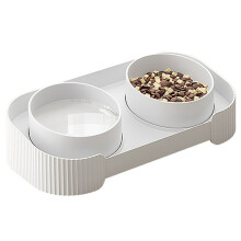Ceramic Pet Cat Bowl Elevated Cat Feeder Large Capacity Pet Feeding Bowl for Small Dogs Cats Pet Supplies White