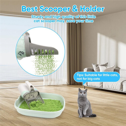 Efficient Cat Litter Scoop with Integrated Trash Bag Dispenser - Deep Cleaning Pet Litter Box Tool 2
