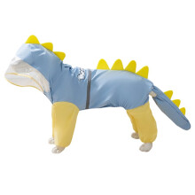 Large Dog Dinosaur Raincoat Golden Retriever Four Legged Waterproof Clothes Pet Summer All Inclusive with Tail Stereo B