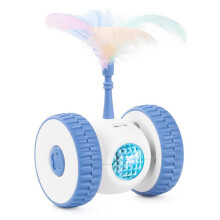 Interactive Cat Toys, Sensing Automatic Cat Toy with Color Light and Feathers Wand, USB Rechargeable Cat Toys