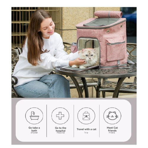 Cat Bag Portable Cat Backpack Foldable Small Dog and Cat Travel Bag Large Capacity, Breathable Pet Backpack 2