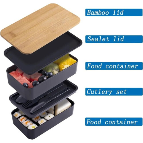 Stackable Lunch Box with Thermal Insulation Bag Microwave Lunch Box Suitable for Office Workers and Students. 1