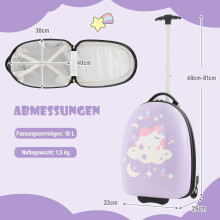 16" kinderkoffer met 2-traps telescopisch handvat kindertrolley kinder handbagage eenhoorns