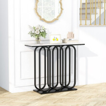 Consoletafel van 100 cm van imitatiemarmer met verstelbare voetkussens, metalen frame en anti-kantelsets