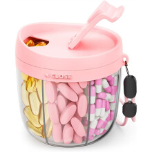 Pill Dispenser with 7 Compartments, Portable Pill Bottle Organizer with Wide Opening,Anti-Mix Pill Organizer for Travelv