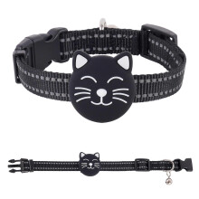 (Black) F22 Smart GPS Tracker IP68 Waterproof Pet Cat Dog Locator with Reflective Collar for iOS Android