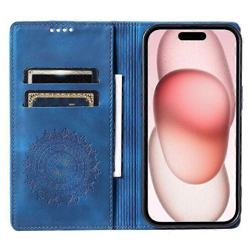 (Blue) Compatible For iPhone 14 Pro Max Case Magnetic Closure Leather Phone Cover 1